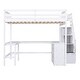 preview thumbnail 12 of 15, Full Size Loft Bed with Desk and Storage Staircase, White - Space-Saving Design