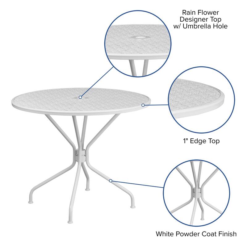 35.25'' Round Indoor-Outdoor Steel Patio Table - 32.5"