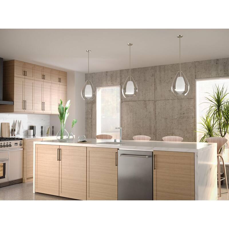 Carillon Collection One-Light Brushed Nickel Large Contemporary Pendant - 15 in x 15 in x 20.75 in