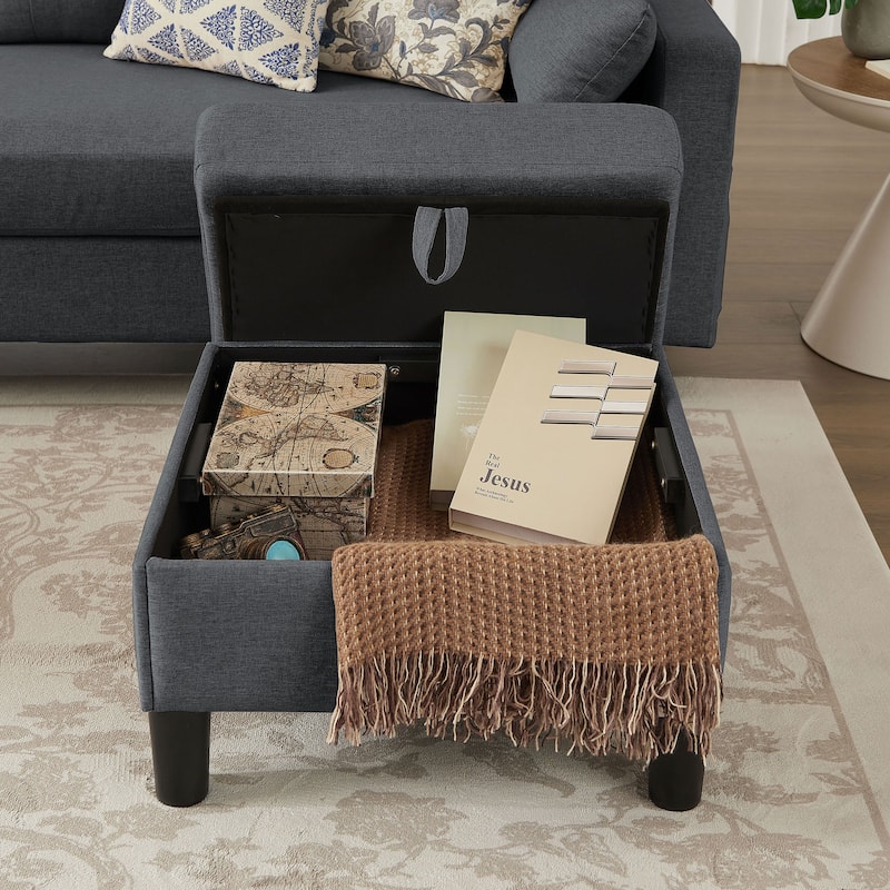 101" Sectional Sofa with Storage Ottoman
