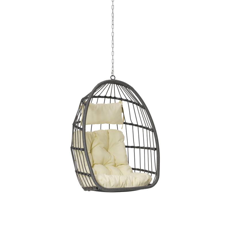 PE Rattan Egg Hanging Chair with Cushion