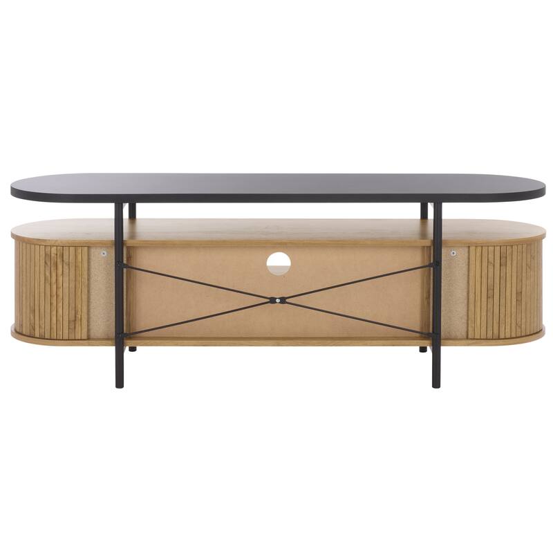 SAFAVIEH Home Etka 2-Drawer Tambour Door Media Stand - 55"W x 16"D x 20"H