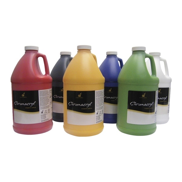 Chromacryl Premium Students Acrylic Paint, Assorted Colors, Half Gallons, Set of 6