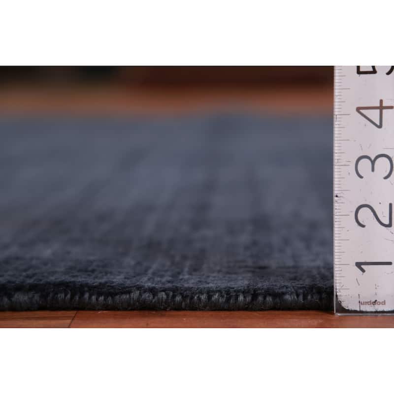 Hand Knotted Oriental 100% Wool Carpet Modern Solid Navy Blue & Blues Gabbeh Area Rug - 8' 4'' X 5' 11''