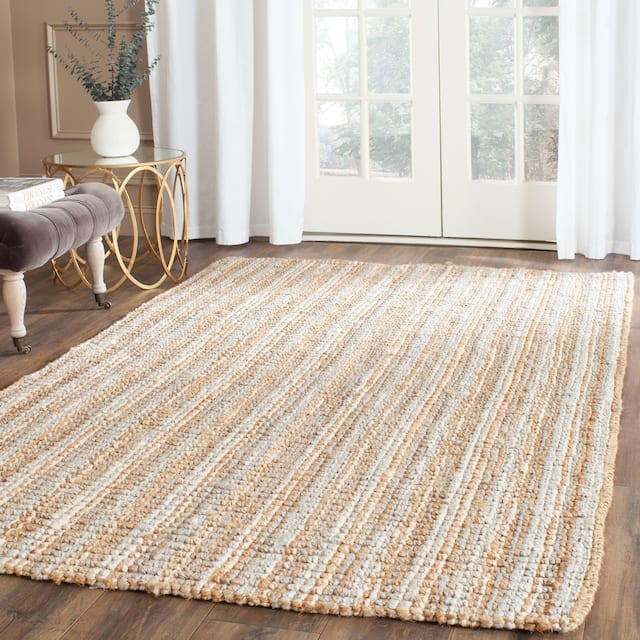 SAFAVIEH Jerneja Handmade Solid Chunky Jute Area Rug - 5' x 8' - Grey/Natural