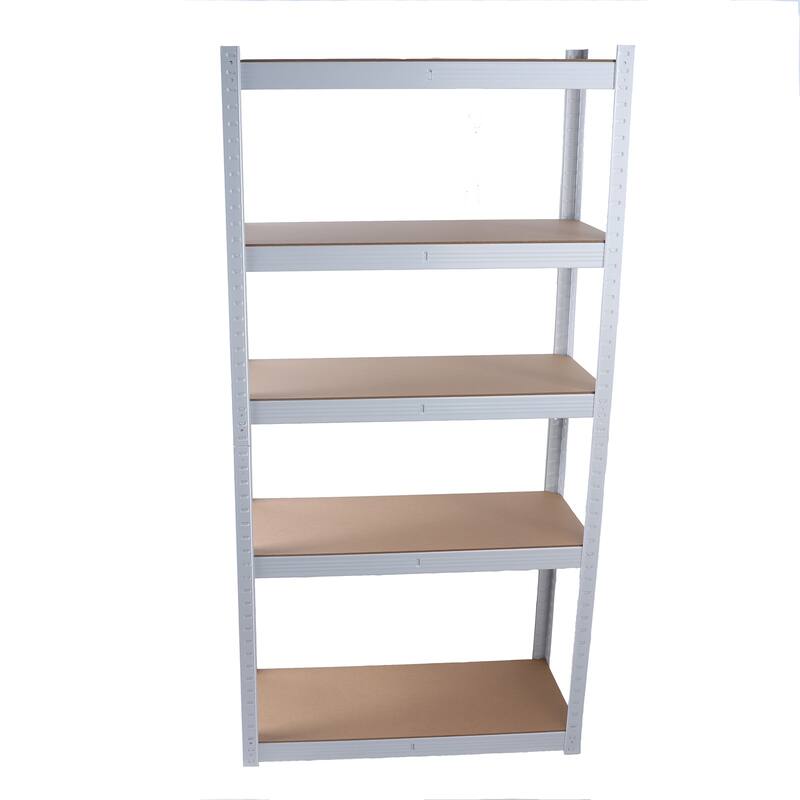 5-Shelf Metal Pantry Organizer with Adjustable Height, Multipurpose Kitchen Storage Utility Rack-White