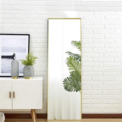 Full Length Floor Mirror Hanging Standing Gold Aluminum Alloy Frame