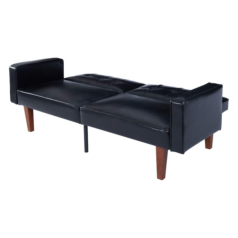 Modern Black PU Sofa 3-Seater Solid Wood Feet Easy 30-Min Assembly
