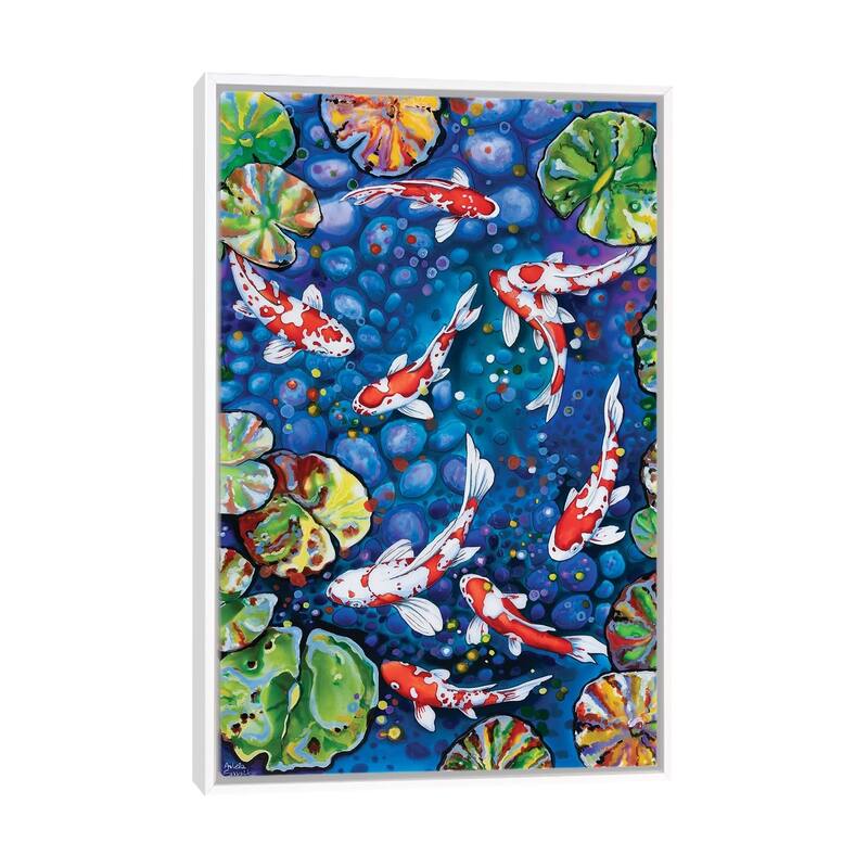 iCanvas "Nine Red Koi" by Arleta Smolko Framed Canvas Print - White - 26x18