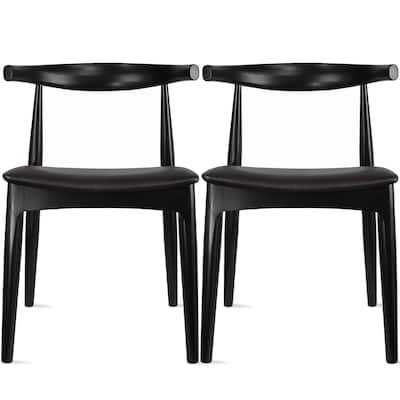 Set of 2 Contemporary Farmhouse Real Solid Wood Cushion Seat Dining Chairs Desk Elbow Side Chairfor Living Room Bedroom Kitchen