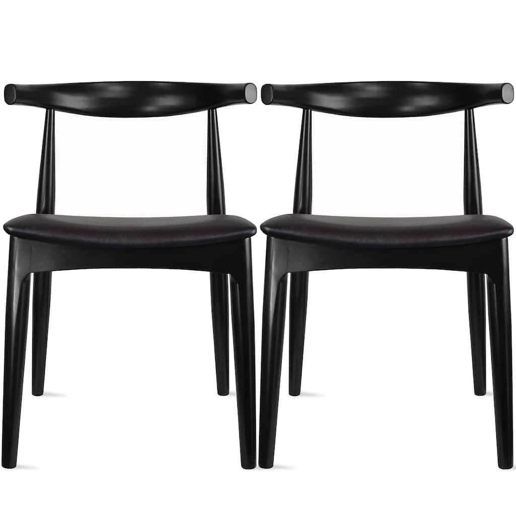 Set of 2 Contemporary Farmhouse Real Solid Wood Cushion Seat Dining Chairs Desk Elbow Side Chairfor Living Room Bedroom Kitchen