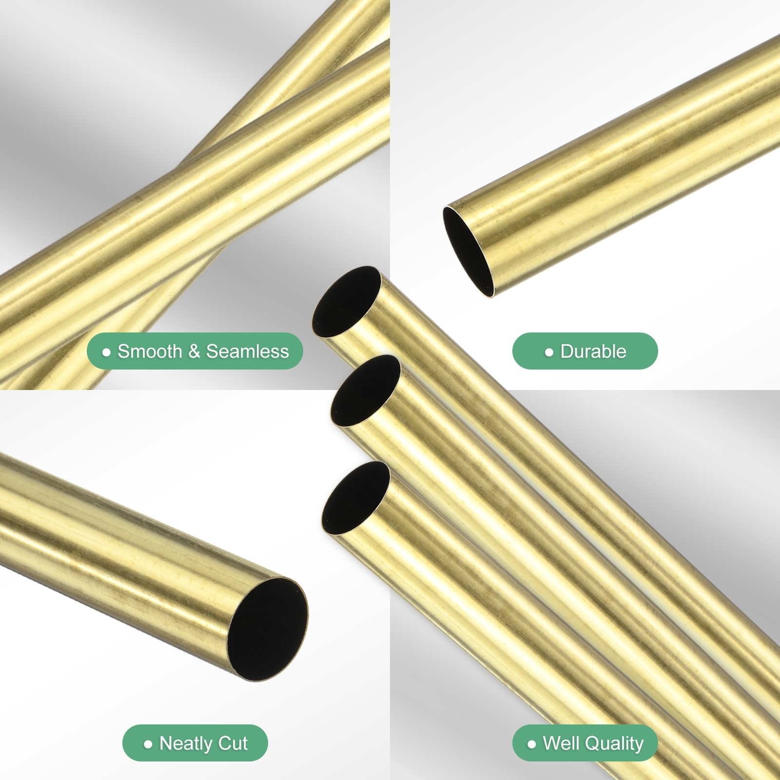 Brass Round Tube H65 Brass Seamless Tubing for DIY Crafting, Metal Straight Pipe - Brass Tone