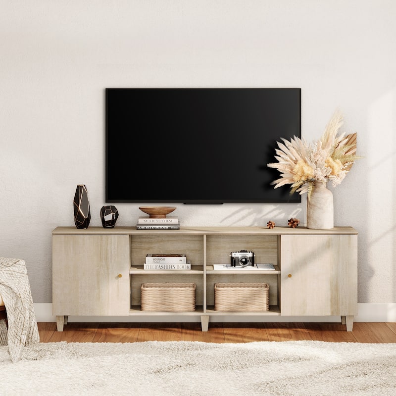 WAMPAT TV Stand for 75 Inches TVs, Modern Media Console