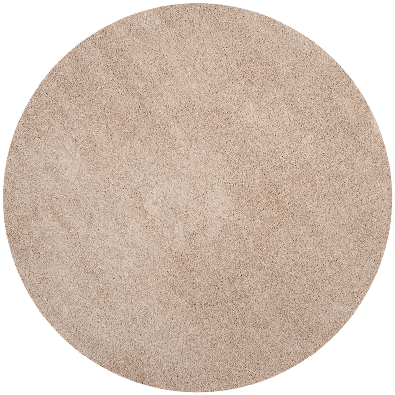 SAFAVIEH Laguna Shag Verdiana Solid Color 2-inch Thick Rug. - 6'7" Round - Sand - Round