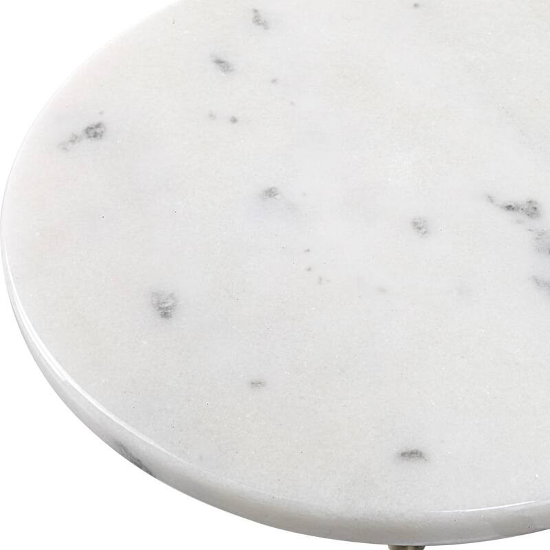 Round Marble Top Accent Table - 22" - White and Black