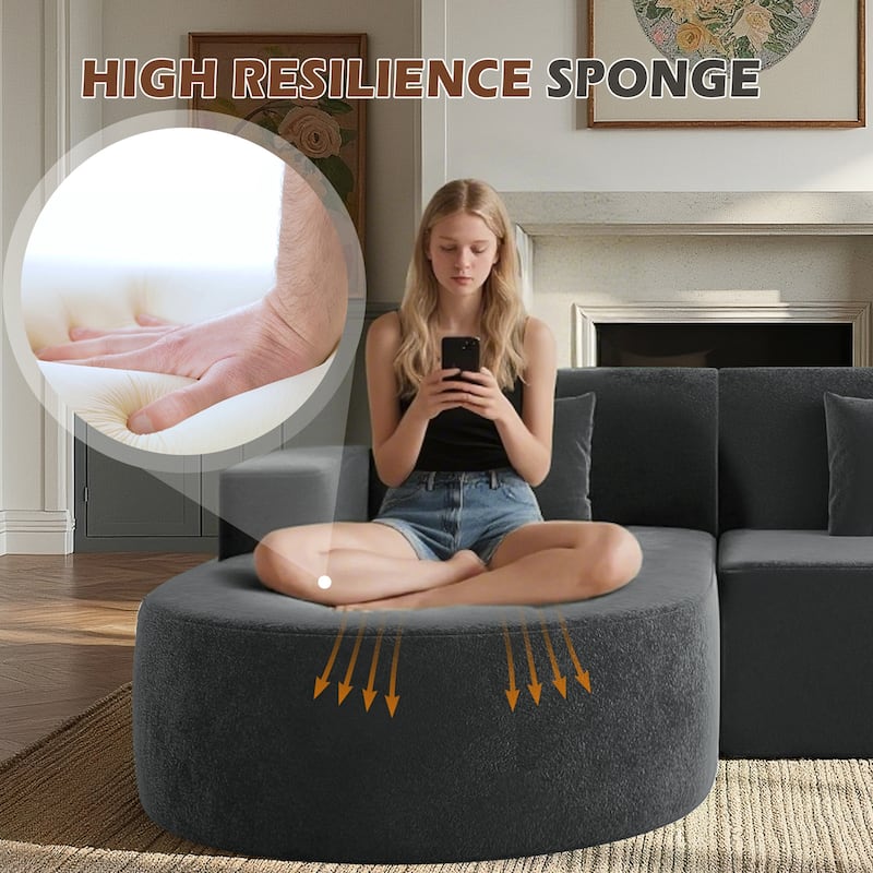 EROMMY Corner Sofa, Modern L-Shaped Sectional Couch with Chaise Lounge, Deep Seat Soft Upholstered Sofa for Living Room Bedroom.