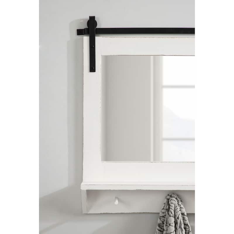 Kate and Laurel Cates Framed Wall Mirror with Shelf and Hooks