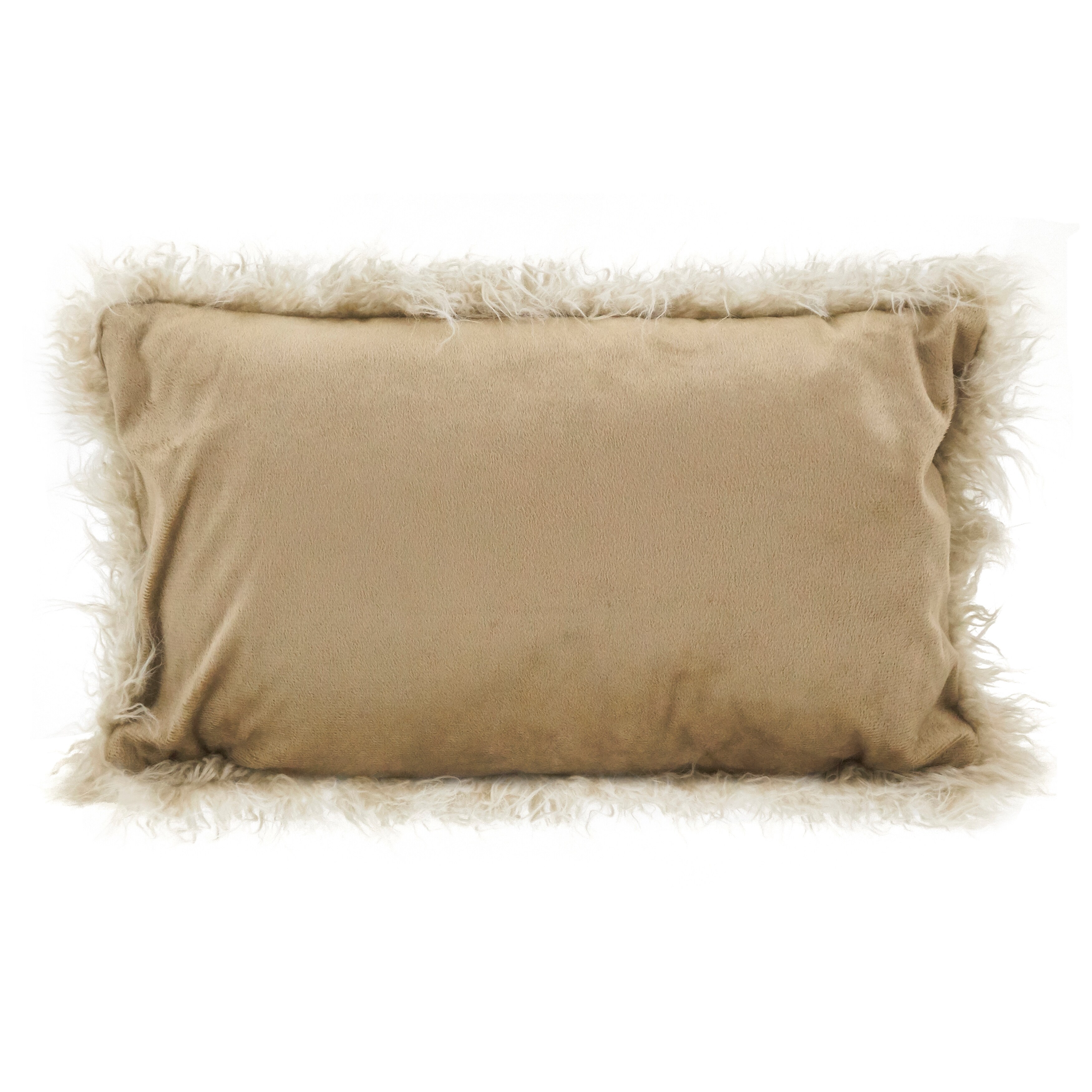 Semolina Textured Faux Fur Square Throw Pillow