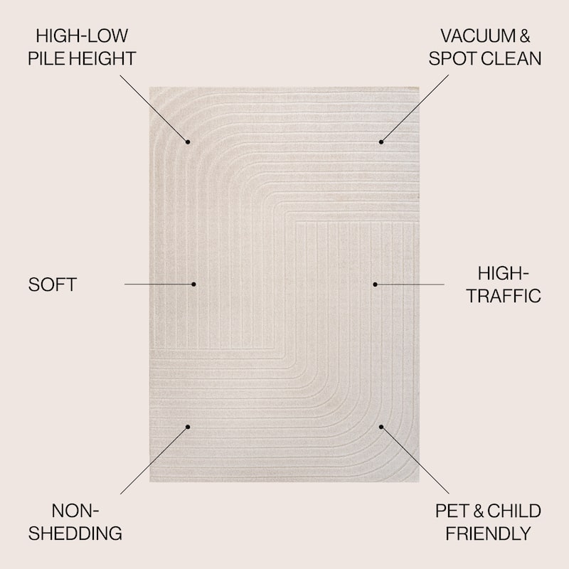 JONATHAN Y Aarhus Minimalist Angle Geometric Ivory/Cream Area Rug