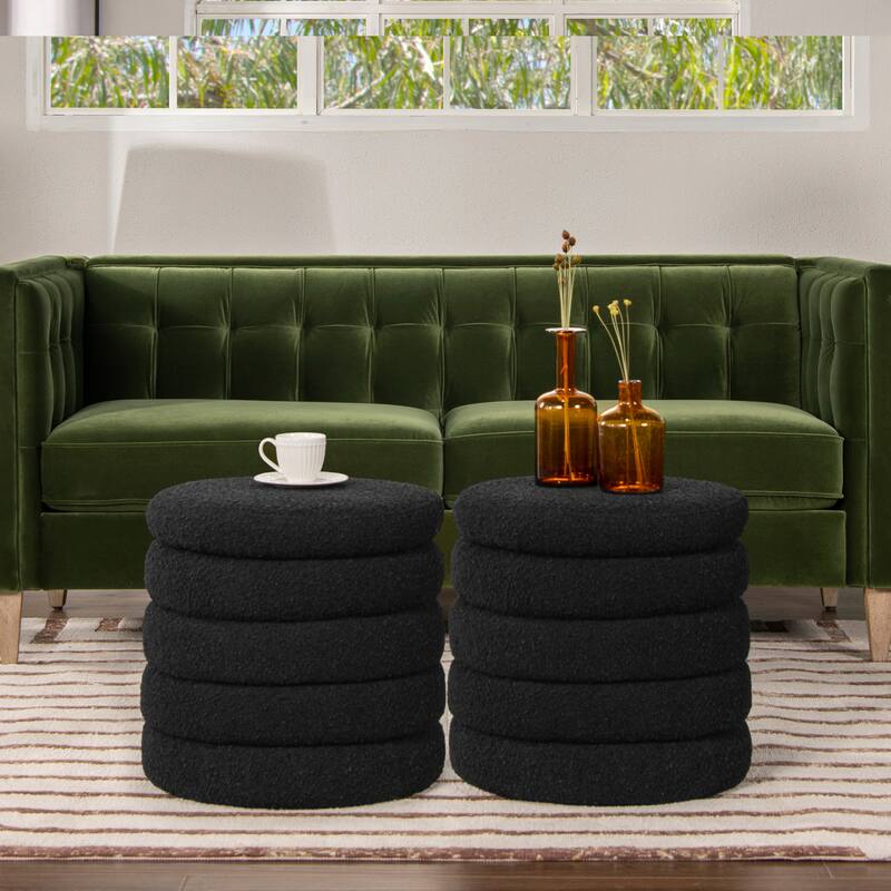 Jennifer Taylor Home Fuji 19" Upholstered Tufted Round Storage Ottoman