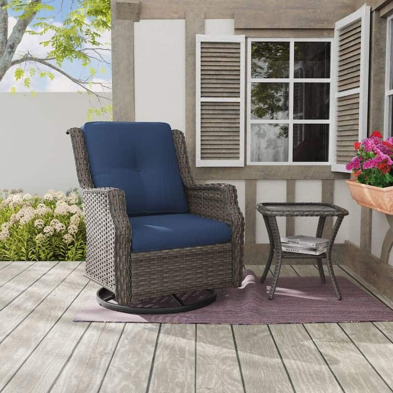 Cozywor 2-Piece Wicker Patio Swivel Rocking Chair Outdoor Bistro Set