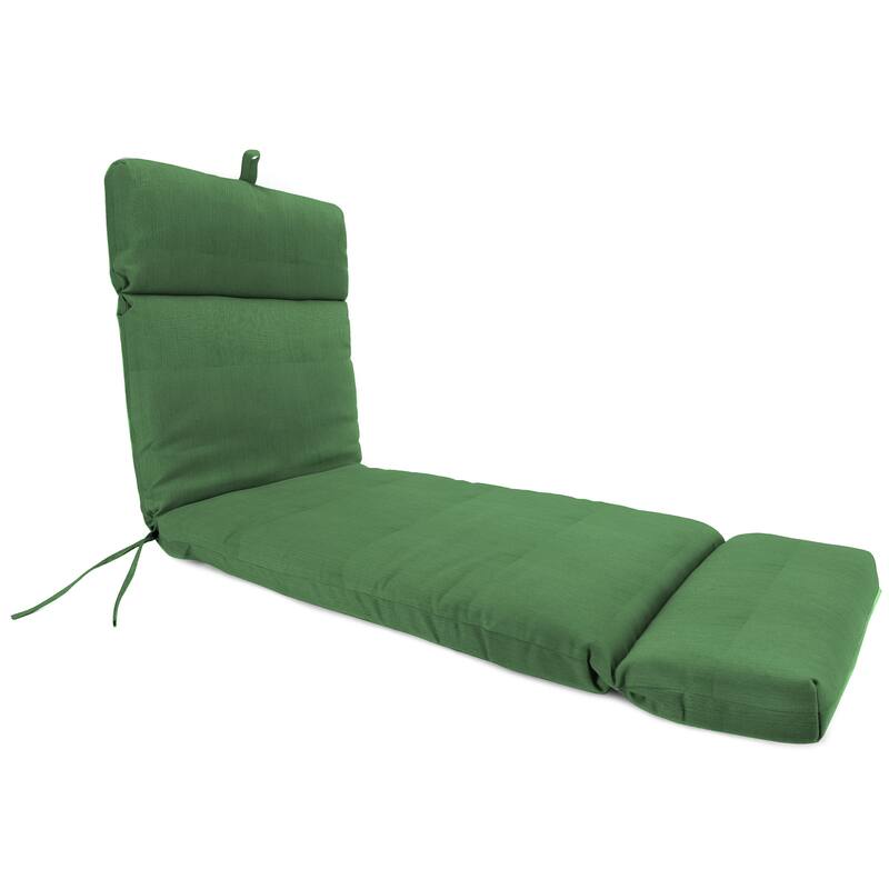 72" x 22" Outdoor Chaise Lounge Cushion with Ties and Loop - SOLID GREEN