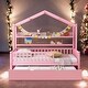 preview thumbnail 15 of 40, Twin Size Wooden House Bed Kids Bed with Trundle and Shelf for Home