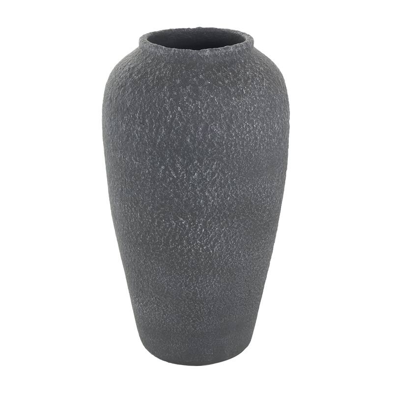 Ceramic Whitewashed Textured Decorative Vase - Black - Roche River Decor - Black - 9"W, 15"H