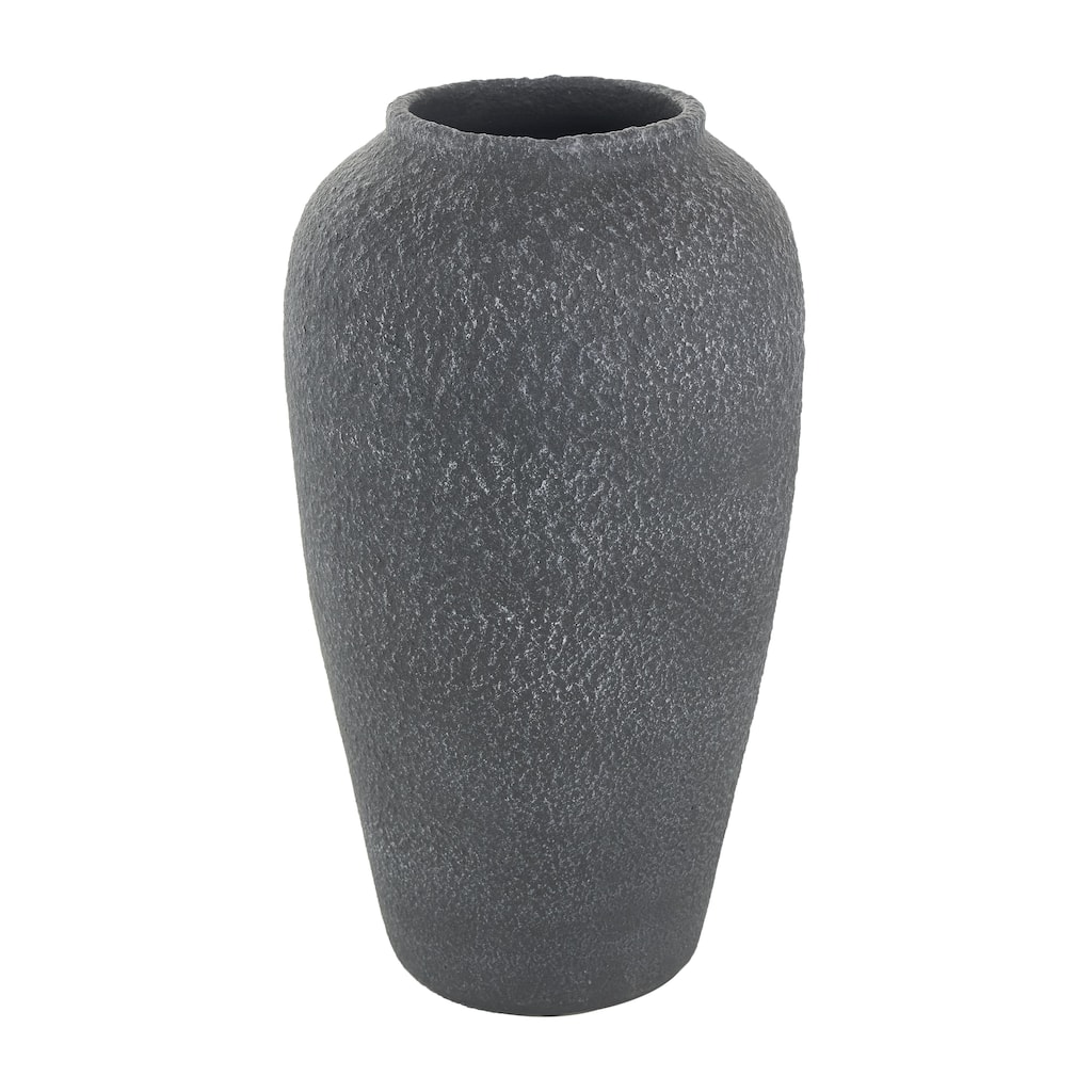 Ceramic Whitewashed Textured Decorative Vase - Black - Roche River Decor