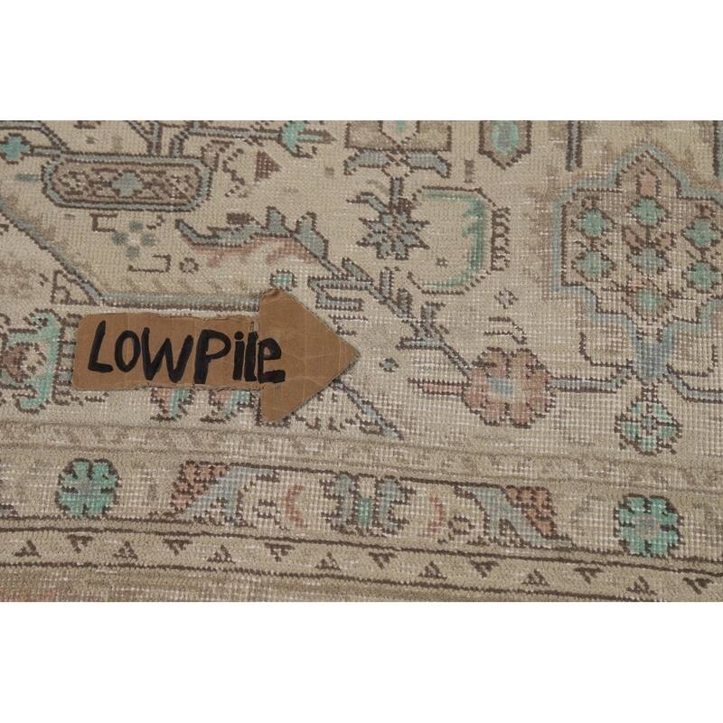 Geometric Beige Tabriz Persian Area Rug Handmade Wool Carpet - 8'0"x 11'0"