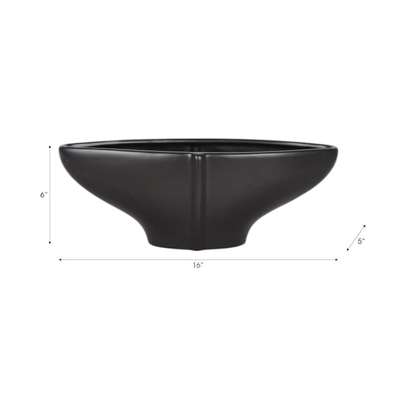 Ceramic Decorative Bowl Modern Decor Sculptural Design - 6" Black - 16" x 5" x 6"