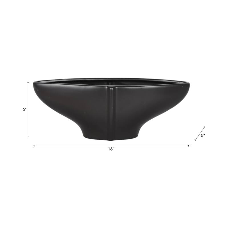 Modern Ceramic Sculptural Decorative Bowl - 16", Black - 16.0"
