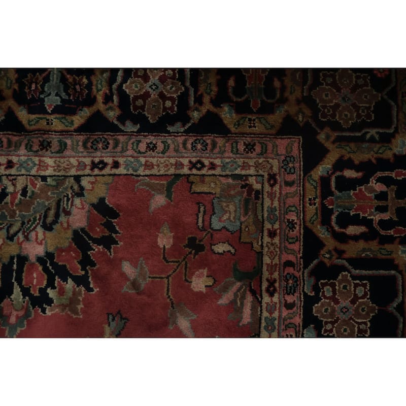 Hand Knotted Oriental 100% Wool Carpet Traditional All-Over Pink Sarouk Area Rug - 9' 9'' X 8' 0''