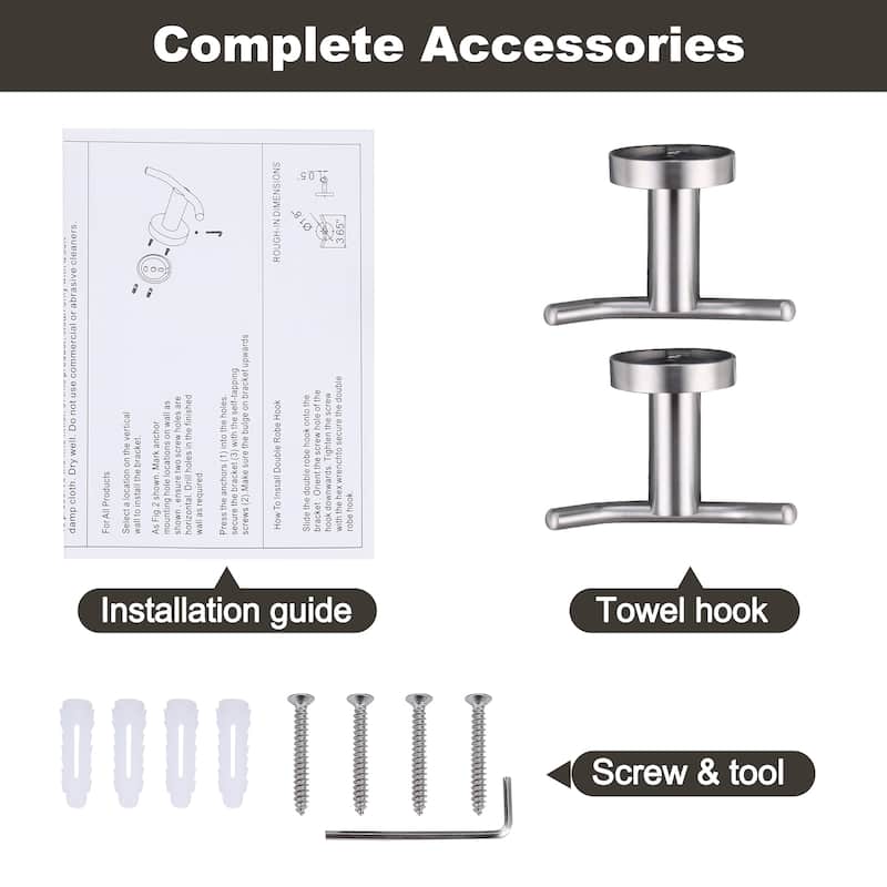 WOWOW Knob-Hook Double Robe/Towel Hook 2-Pieces