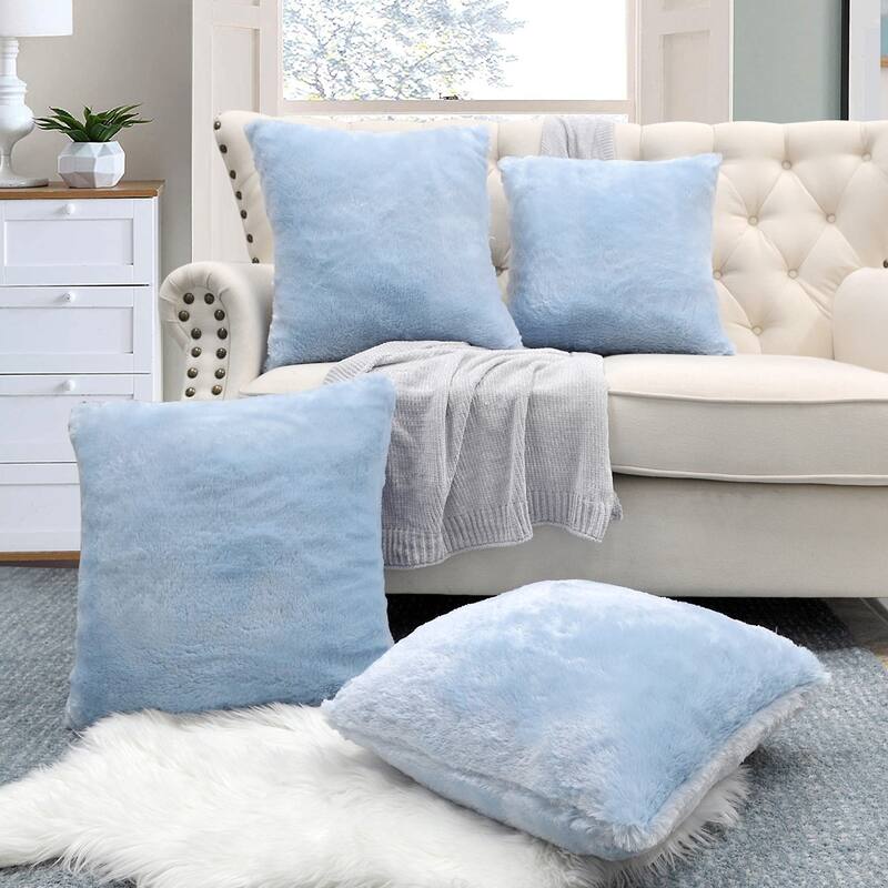 Fauxfur Pillow Shell Set 20'X20" - Blue Fog