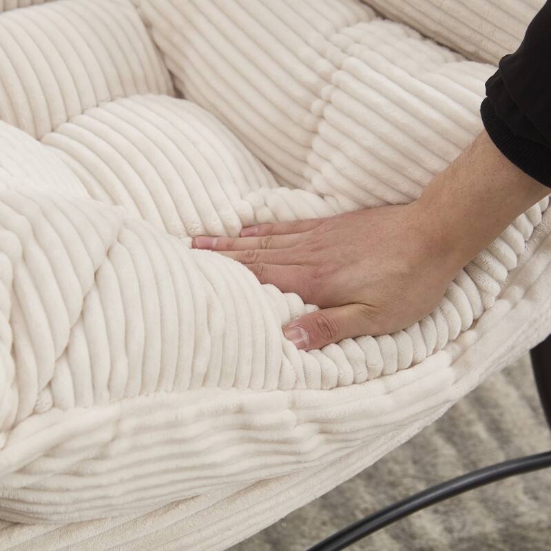 Modern Lounge Chair with Ottoman - Plush Reading Accent Chair with Footrest and Side Pocket