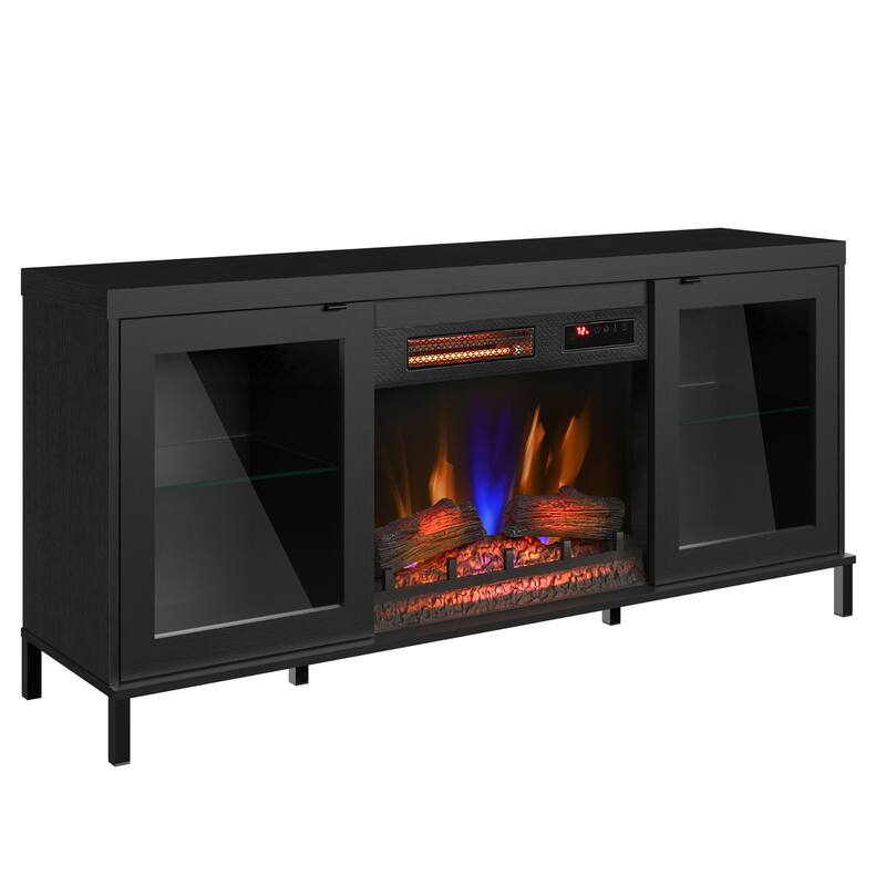 duraflame® Electric Fireplace TV Stand with Modern LED Lights and Storage, Black