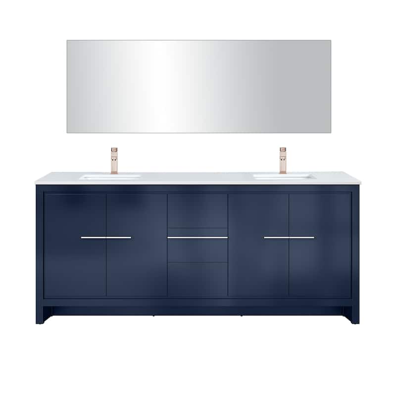 Lafarre Bath Vanity with Quartz Top, Sink, Mirror and Rose Gold Faucet
