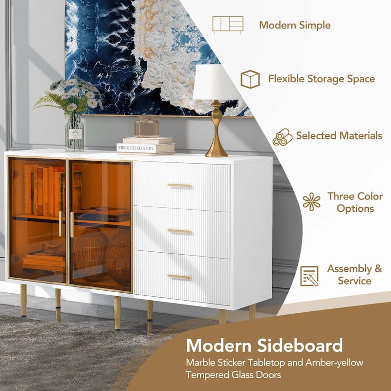 Modern Sideboard with Gold Metal Legs
