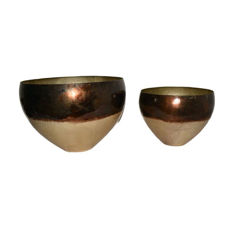 Antique Metal Planter - 22" - Silver - Set of 2