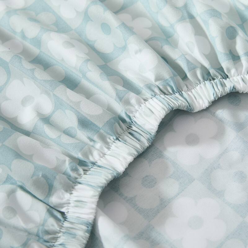 Lush Decor Daisy Checkered Aqua Sheet Set