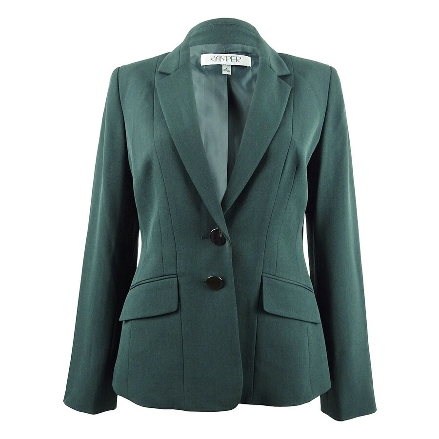 Shop Kasper Women S Two Button Stretch Crepe Jacket Fir Green