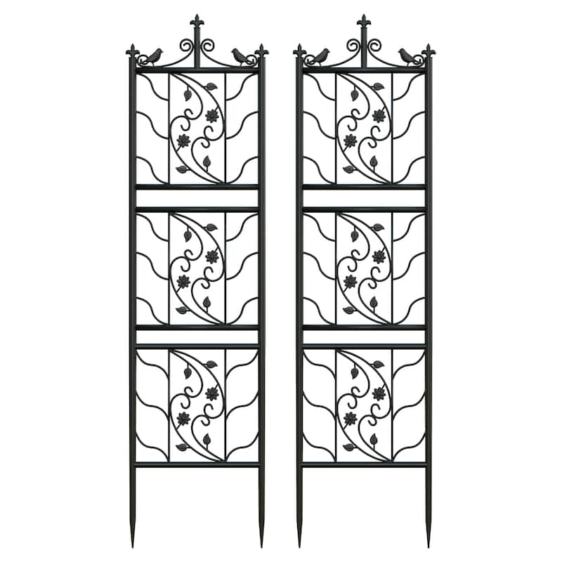 Black Iron Garden Wall Trellis Plant Climbing (Set of 2)