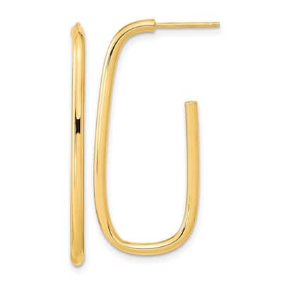 Curata 14k Yellow Gold Polished Rectangular Shape hoop Earrings 36.65x2mm
