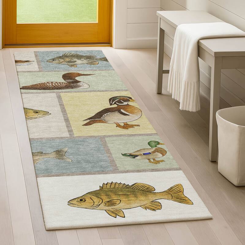 Machine Washable Indoor/ Outdoor Cabin Lodge Chantille Rug