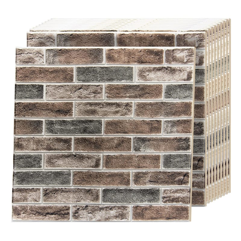 Art3d 20pcs 27.5"x27.5" Self-adhesive Foam Faux Brick Wall Tile Wall Sticker - Red-green-brown