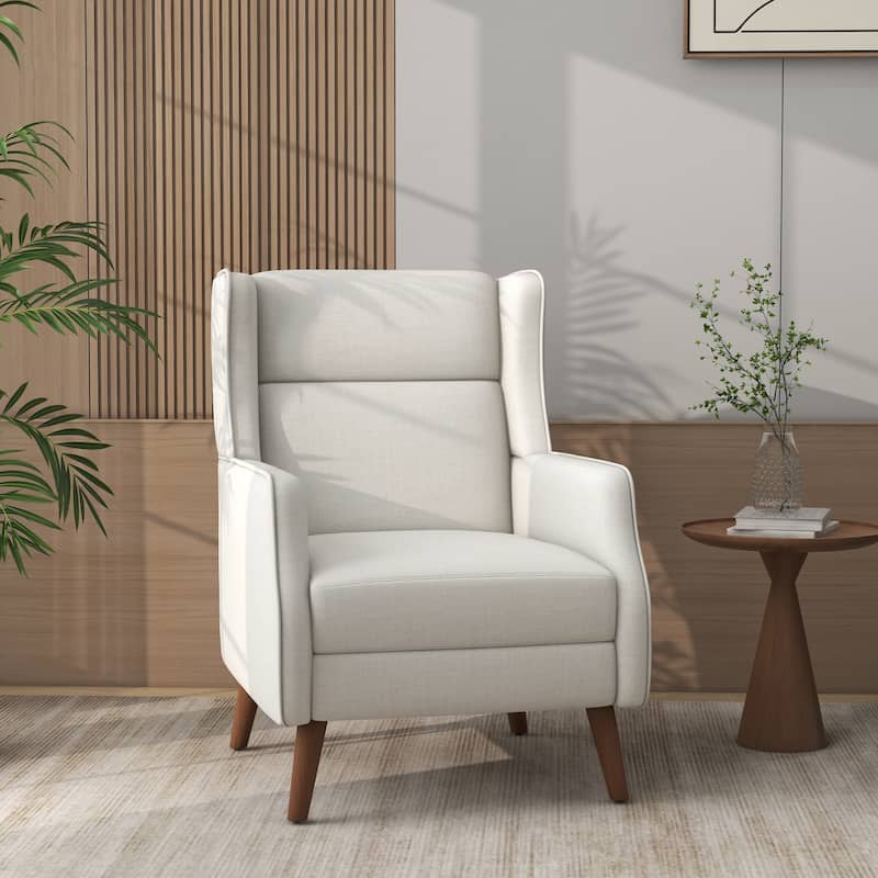 Modern High Back Cotton Linen Accent Chair