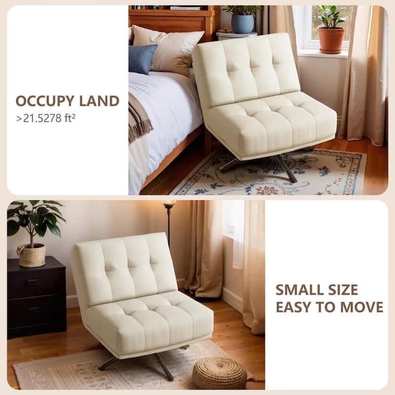 Leather 360-Degree Rotating Single Chair with Eco-Leather Upholstery - 27.55"Wx27.55"Dx34.64"H