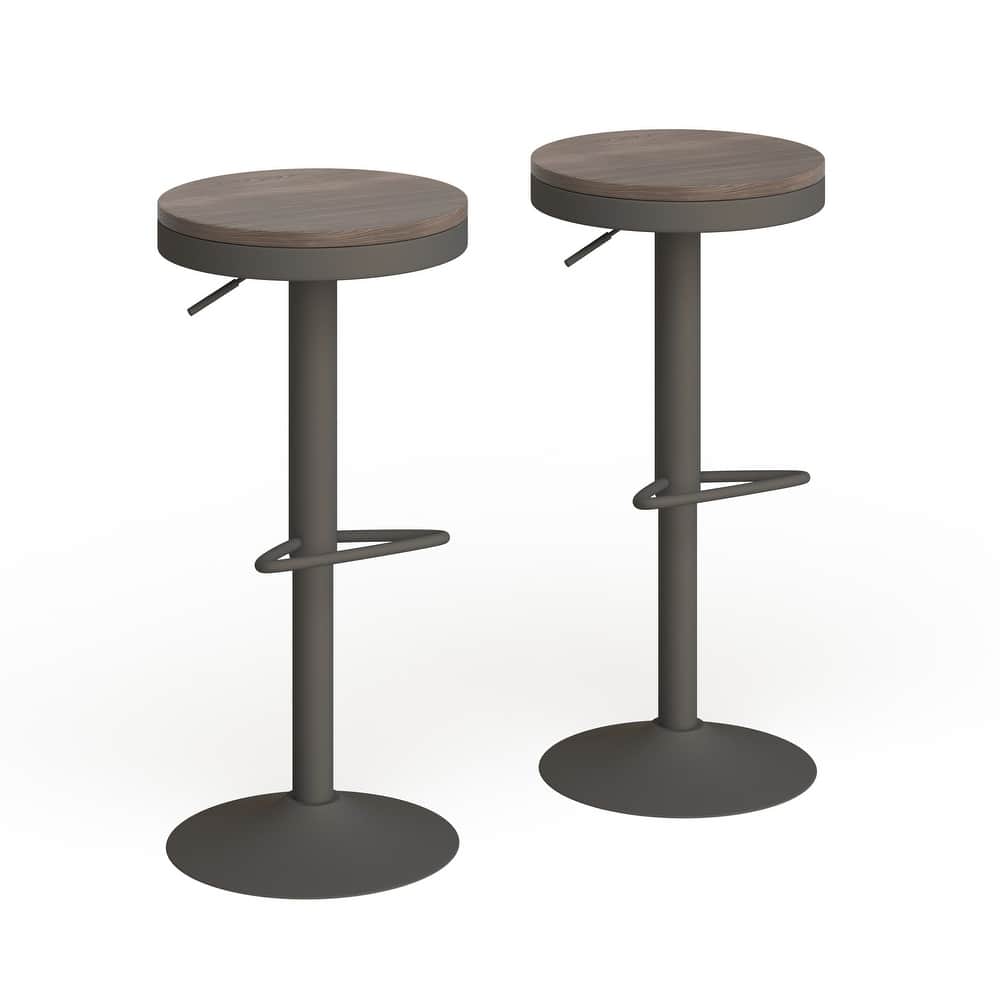 Lumisource Dakota Industrial Adjustable Barstool Grey Metal - Set of 2 - 15"Lx15"Wx23-31.25"H