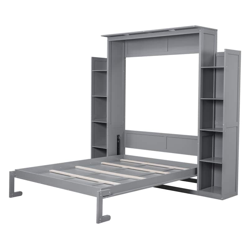 Murphy Bed Wall Bed with Shelves and LED Lights